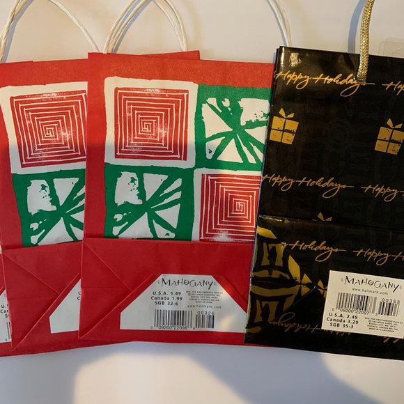 Mahogany by Hallmark Christmas Gift Bags.  Set of 4 Assortment - Picture 2 of 2